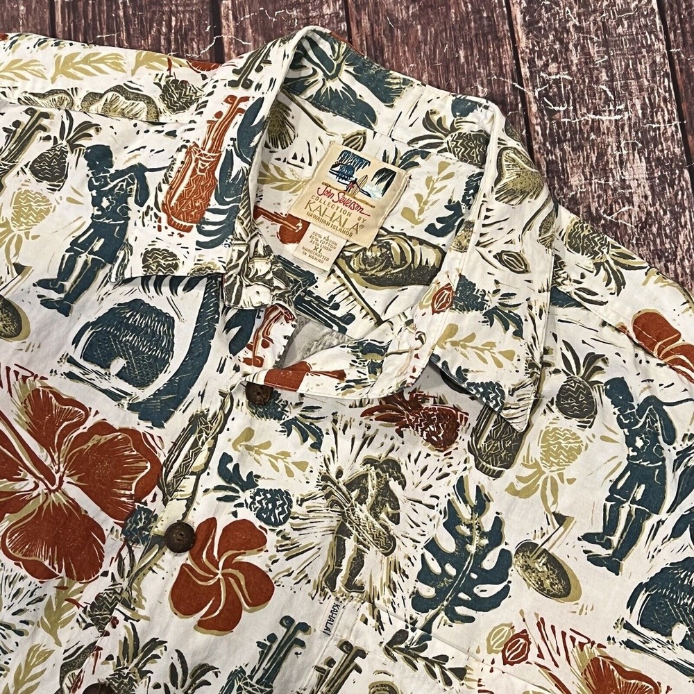 Vintage Kahala John Severson‎ Hawaiian Shirt Golf Floral Aloha Pineapple Size XL